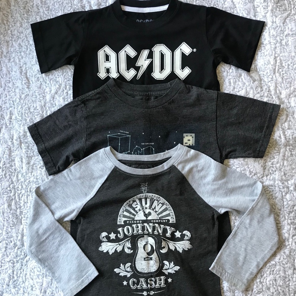 AC/DC + Johnny Cash + Minecraft Shirt Bundle 3T-4T
